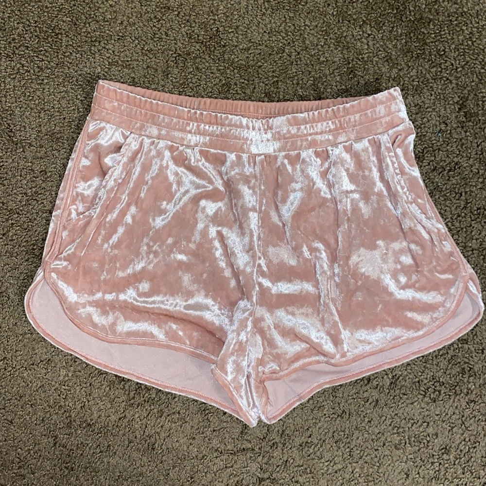 Pink velvet shorts
